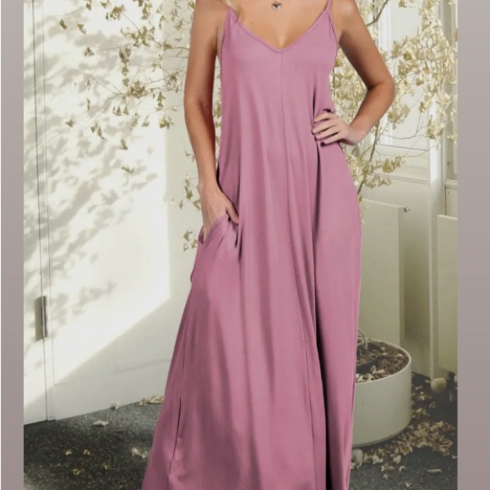 Doublju Pink Maxi Dress Sleeveless V-Neck